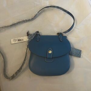 Dooney & Bourke Blue Leather Crossbody Saddle Bag